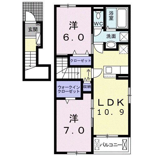 AFCレジデンス・ⅩⅢ(2LDK/2階)の間取り写真
