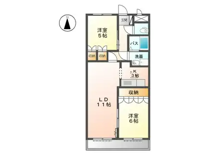 エル・アールの森(2LDK/1階)の間取り写真