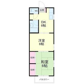 アビタシオンII(2DK/2階)の間取り写真