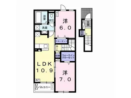 グラシオッソ Ⅰ(2LDK/2階)の間取り写真