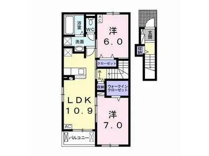 グラシオッソ Ⅱ(2LDK/2階)の間取り写真