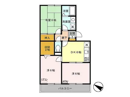 セキネマンションⅡ(3DK/2階)の間取り写真