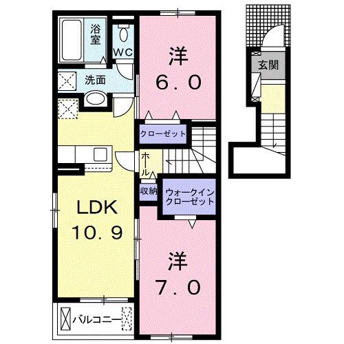 ブライトⅢ(2LDK/2階)の間取り写真