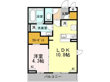西武鉄道新宿線 花小金井駅 徒歩12分 3階建 築11年(1LDK/3階)の間取り写真