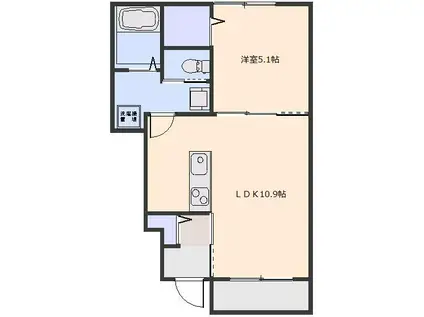 ハイツシェーンV(1LDK/1階)の間取り写真
