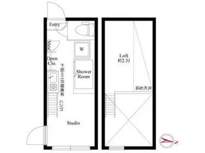 ハーモニーテラス桜台(ワンルーム/2階)の間取り写真