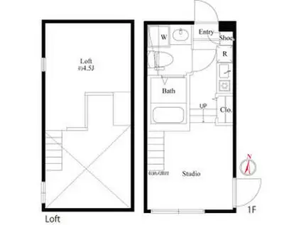 オアシスコイワ(ワンルーム/1階)の間取り写真