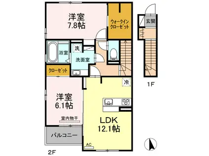 YOKOIHOUSEⅧ(2LDK/2階)の間取り写真