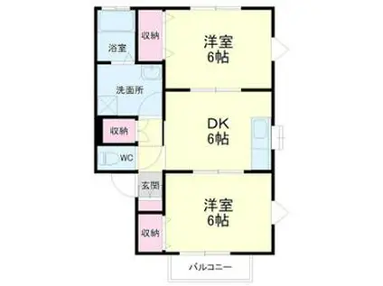 ライラック(2DK/2階)の間取り写真