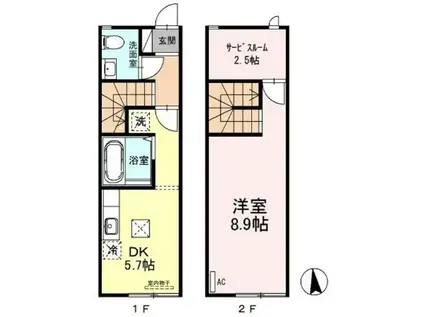 エスポワール鶴田(1DK)の間取り写真