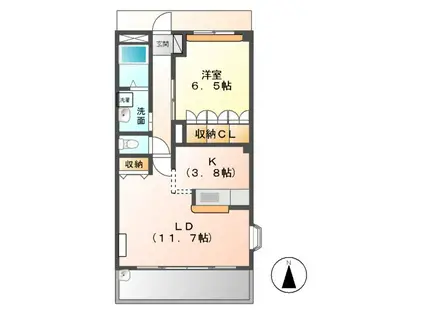 ピュアタウンHATORI(1LDK/2階)の間取り写真