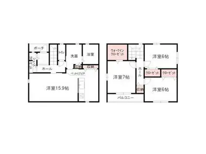 名鉄各務原線 手力駅 徒歩29分 2階建 築9年(3LDK)の間取り写真