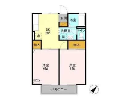 セジュール元山Ⅱ(2DK/2階)の間取り写真