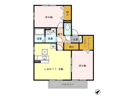 サンマリアン南風A(2LDK/1階)の間取り写真