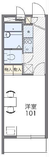 レオパレスベルク八幡(1K/1階)の間取り写真