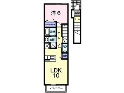ヴァンクレーヴⅥA(1LDK/2階)の間取り写真