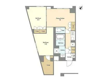 ジニア不動前(2DK/4階)の間取り写真