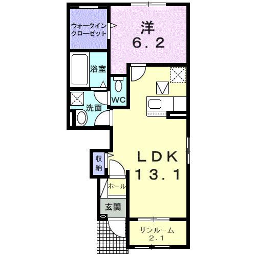 コスモ武豊Ⅰ(1LDK/1階)の間取り写真