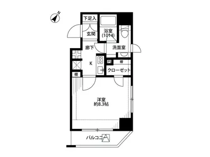 プレールドゥーク押上TOWER CITY(1K/7階)の間取り写真