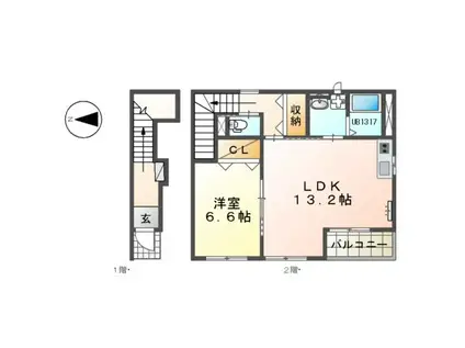ステイツ(1LDK/2階)の間取り写真