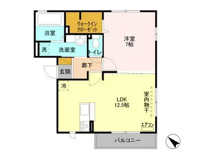 コンフォートⅠ(1LDK/2階)の間取り写真