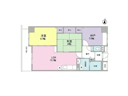 レジデンス鷹ヶ巣 千里中央(3LDK/2階)の間取り写真