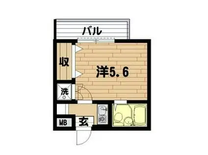 ベルトピア南浦和(1K/1階)の間取り写真