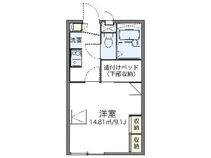 レオパレスCASALIORE(1K/1階)の間取り写真