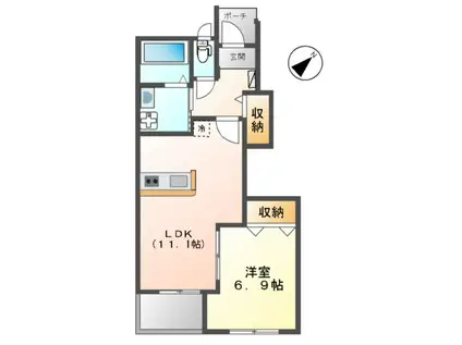 GREEN CALMⅤ(1LDK/1階)の間取り写真