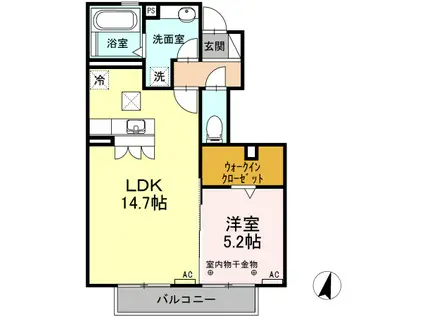 M.フィールド(1LDK/1階)の間取り写真
