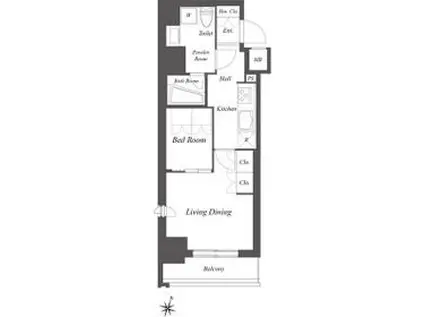 ミュージシャンズヴィラ幡ヶ谷(2K/8階)の間取り写真