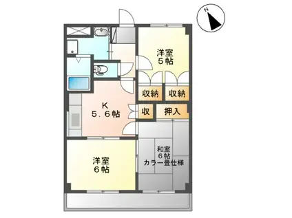 グレース南A(3K/2階)の間取り写真