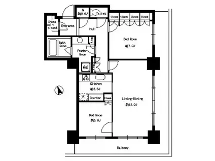 パークタワー芝浦ベイワード アーバンウイ(2LDK/17階)の間取り写真