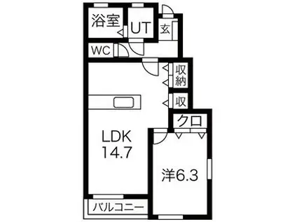 ニューメゾンⅡ(1LDK/1階)の間取り写真
