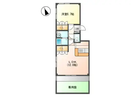 カメリアコート(1LDK/1階)の間取り写真