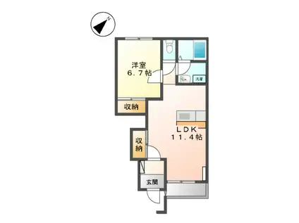 グリーンハイツ(1LDK/1階)の間取り写真