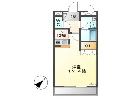 コンフォース西阿倉川(1K/1階)の間取り写真