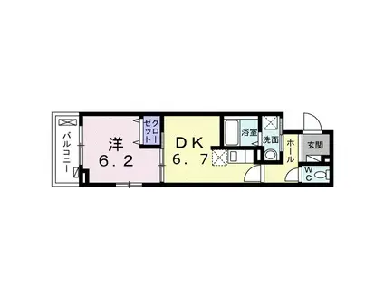 LUCIR(1DK/1階)の間取り写真