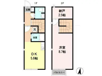 ソレイユI(1DK)の間取り写真