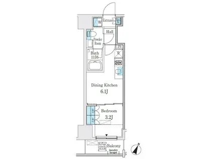 GLACIER神保町グラシアジンボウチ(1DK/8階)の間取り写真