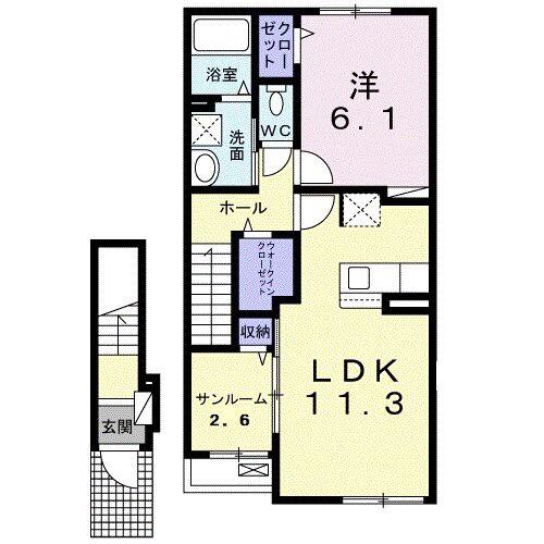 スペランツァⅡ(1LDK/2階)の間取り写真