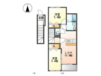 アーバンハウスTⅥ(2LDK/2階)の間取り写真