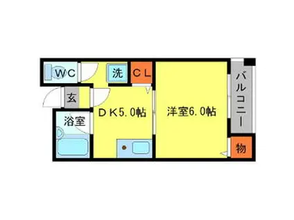 エルドラード箕面Ⅱ(1DK/3階)の間取り写真