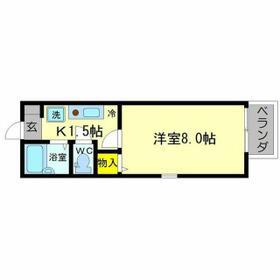 ハイツサン幸1号棟(1K/2階)の間取り写真