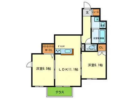 LALACOURT羽衣(2LDK/1階)の間取り写真