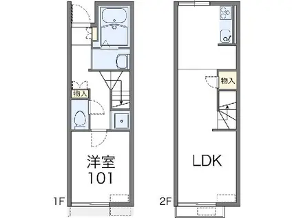 レオネクスト雪月花Ⅱ(1LDK/1階)の間取り写真