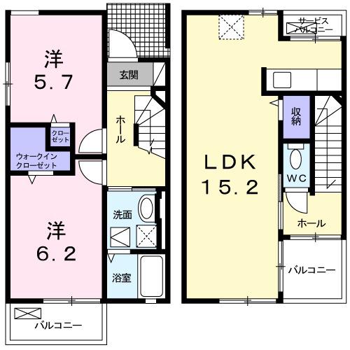 ハイツ・JIN 住吉Ⅰ(2LDK/1階)の間取り写真