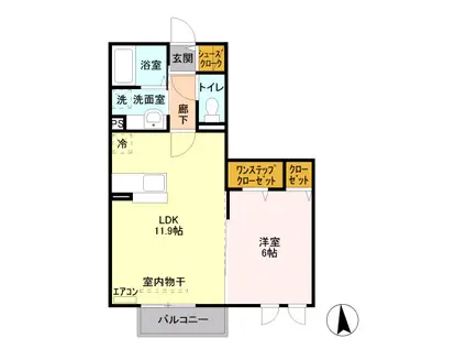 サンクテュエールⅡ(1LDK/2階)の間取り写真