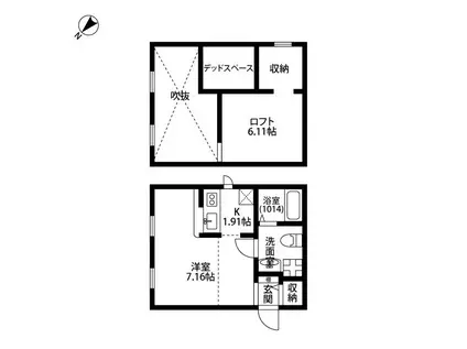 プリマラウレアⅠ(ワンルーム/1階)の間取り写真
