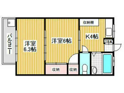 フェリーチェ吉祥寺(2K/2階)の間取り写真